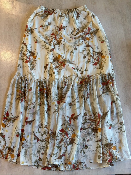 bobeau Dresses & Skirts - bobeau Cream Tiered Floral Maxi Skirt with Rust and Mustard Accents
